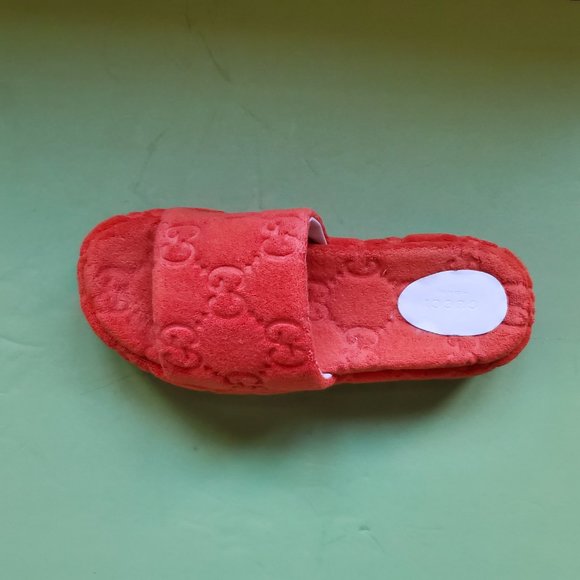 NIB Gucci orange terry cloth platform slides sandals IT 39.5/ US 9.5 - Picture 3 of 9